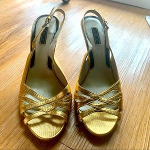 ZARA gold strappy stiletto sandals heels size 38